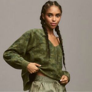 Pilcro Green V-Neck Sweater